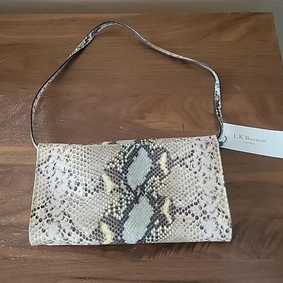 NWT LK Bennett Kate Middleton Snakeskin Python Slim Leather Clutch Bag Purse - Picture 6 of 11